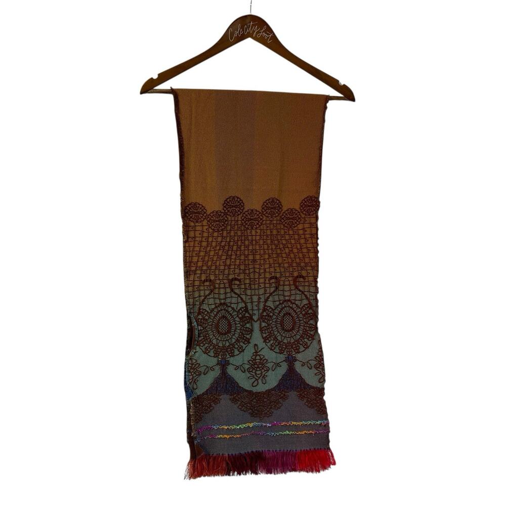 Fun Scarf Art To Wear Renee’s NYC Texured Brown Colorful Wrap Pashmina